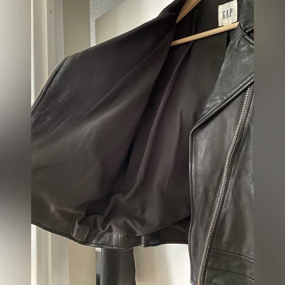 [SOLD] GAP Side Tide Black Moto Biker Leather Jacket - Picture 8 of 11